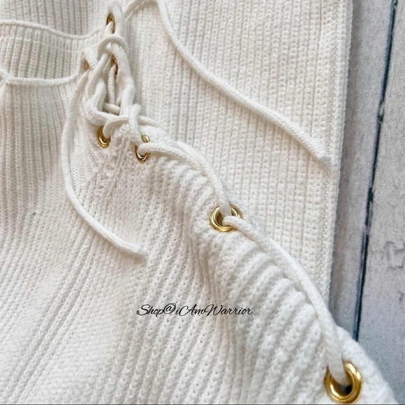 J.Crew ivory lace up mock neck tunic sweater *shop@iamwarrior - Picture 4 of 8